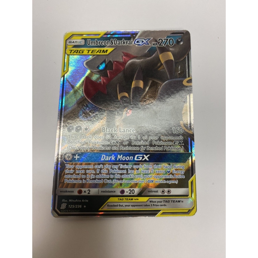 Umbreon and Darkrai GX 125/236 Sun & Moon Unified Minds Tag Team Pokemon TCG MP+ - Picture 2 of 16